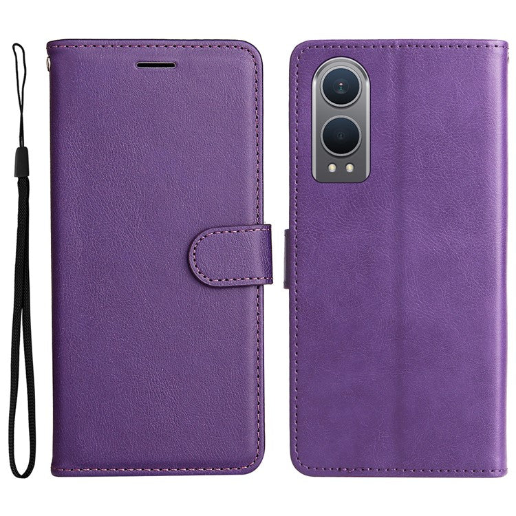 KT Leather Series-2 for OnePlus Nord CE4 Lite 5G / Oppo K12x 5G (China) Case Solid Color Phone Cover Stand Function Wrist Strap - Purple