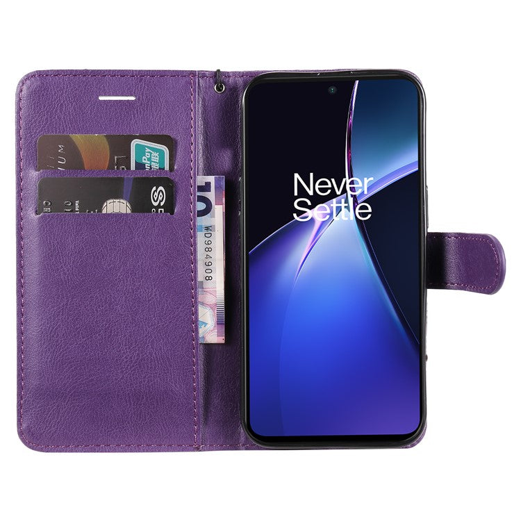 KT Leather Series-2 for OnePlus Nord CE4 Lite 5G / Oppo K12x 5G (China) Case Solid Color Phone Cover Stand Function Wrist Strap - Purple