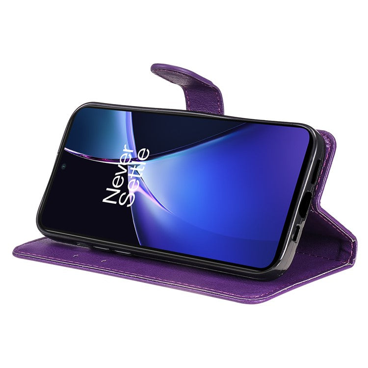 KT Leather Series-2 for OnePlus Nord CE4 Lite 5G / Oppo K12x 5G (China) Case Solid Color Phone Cover Stand Function Wrist Strap - Purple