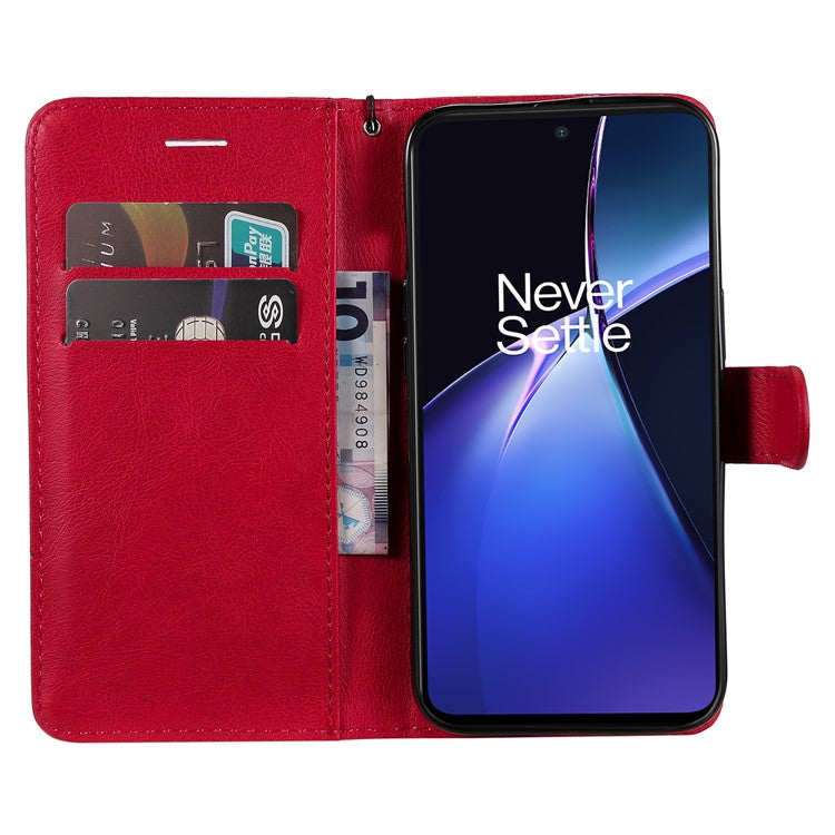 KT Leather Series-2 for OnePlus Nord CE4 Lite 5G / Oppo K12x 5G (China) Case Solid Color Phone Cover Stand Function Wrist Strap - Red