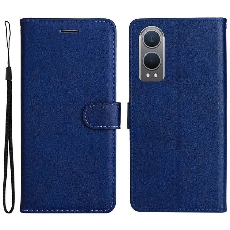 KT Leather Series-2 for OnePlus Nord CE4 Lite 5G / Oppo K12x 5G (China) Case Solid Color Phone Cover Stand Function Wrist Strap - Blue