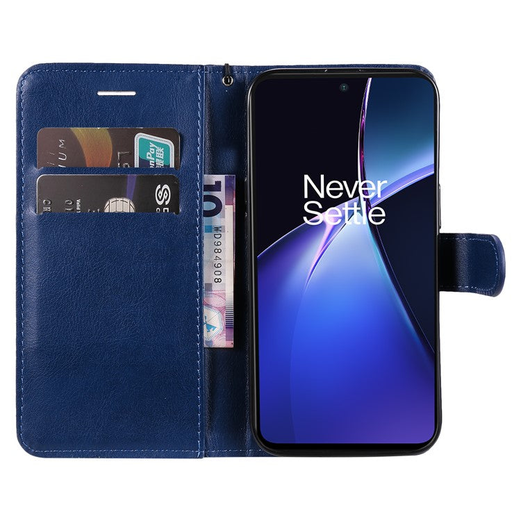 KT Leather Series-2 for OnePlus Nord CE4 Lite 5G / Oppo K12x 5G (China) Case Solid Color Phone Cover Stand Function Wrist Strap - Blue