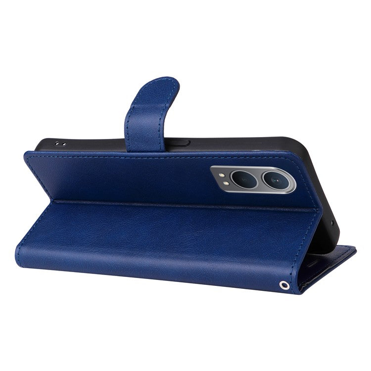 KT Leather Series-2 for OnePlus Nord CE4 Lite 5G / Oppo K12x 5G (China) Case Solid Color Phone Cover Stand Function Wrist Strap - Blue