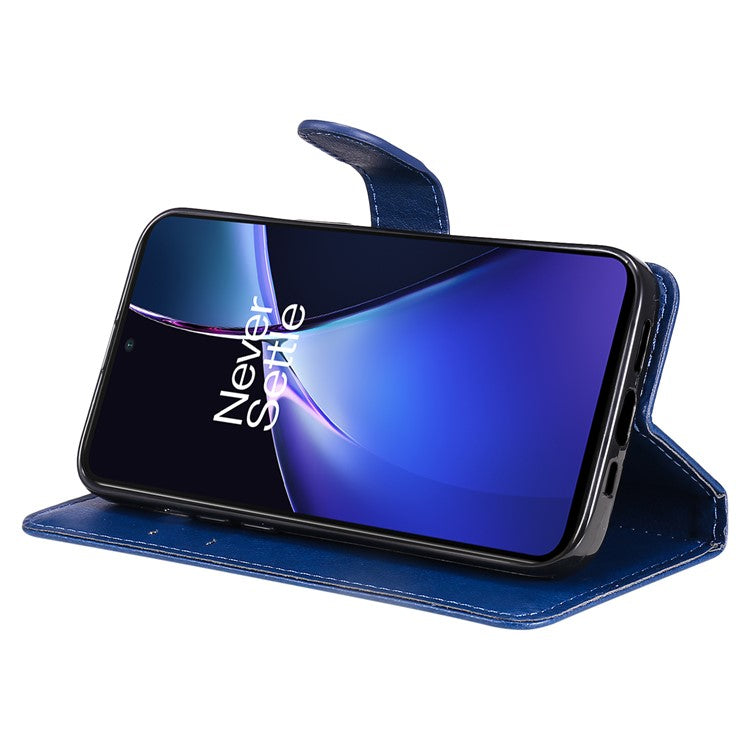 KT Leather Series-2 for OnePlus Nord CE4 Lite 5G / Oppo K12x 5G (China) Case Solid Color Phone Cover Stand Function Wrist Strap - Blue