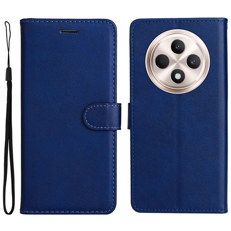 KT Leather Series-2 for Oppo Reno12 F 4G Case Solid Color Folio Phone Cover Shockproof Inner TPU - Blue