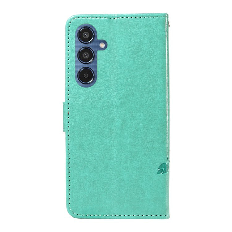 For Samsung Galaxy M35 5G PU Leather Cases Flower Pattern Wallet Stand Phone Cover with Strap - Green