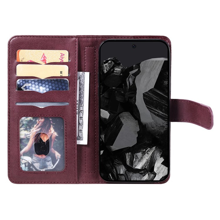 KT Multi-Functional Series-1 For Google Pixel 9 Pro XL Case 10 Card Holder Stand Folio PU Leather Phone Cover - Wine Red