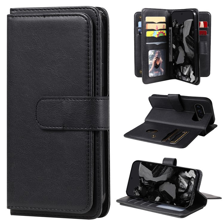 KT Multi-Functional Series-1 For Google Pixel 9 Pro XL Case 10 Card Holder Stand Folio PU Leather Phone Cover - Black