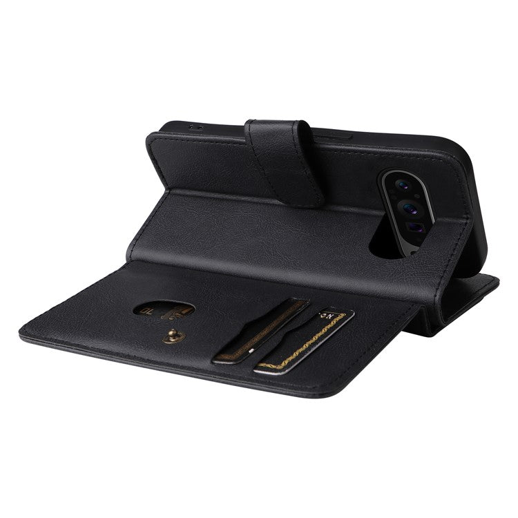 KT Multi-Functional Series-1 For Google Pixel 9 Pro XL Case 10 Card Holder Stand Folio PU Leather Phone Cover - Black