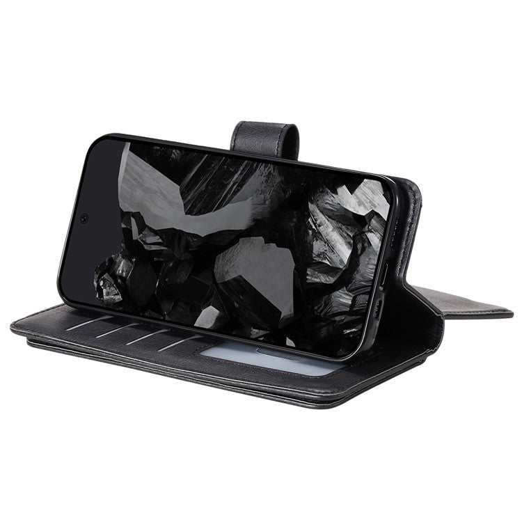 KT Multi-Functional Series-1 For Google Pixel 9 Pro XL Case 10 Card Holder Stand Folio PU Leather Phone Cover - Black