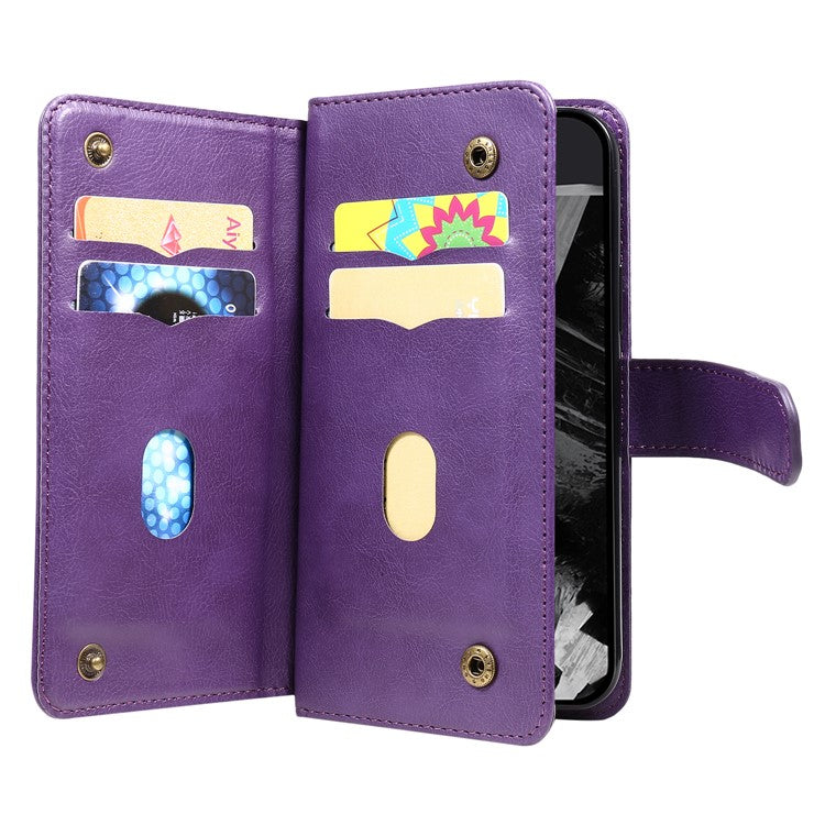 KT Multi-Functional Series-1 For Google Pixel 9 Pro XL Case 10 Card Holder Stand Folio PU Leather Phone Cover - Purple