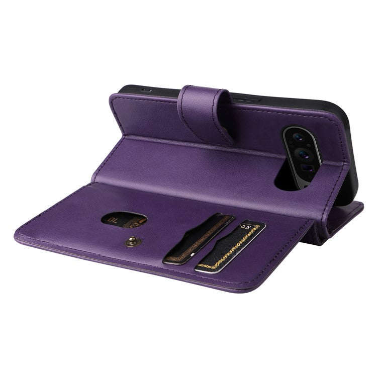 KT Multi-Functional Series-1 For Google Pixel 9 Pro XL Case 10 Card Holder Stand Folio PU Leather Phone Cover - Purple
