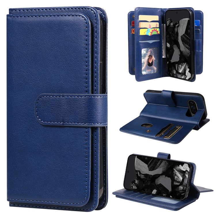 KT Multi-Functional Series-1 For Google Pixel 9 Pro XL Case 10 Card Holder Stand Folio PU Leather Phone Cover - Blue