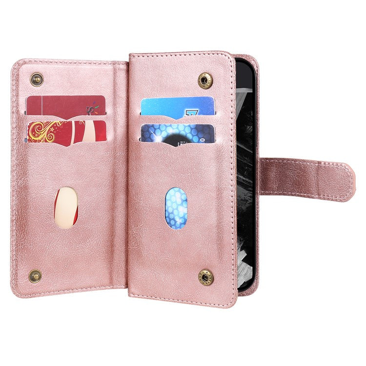 KT Multi-Functional Series-1 For Google Pixel 9 Pro XL Case 10 Card Holder Stand Folio PU Leather Phone Cover - Rose Gold