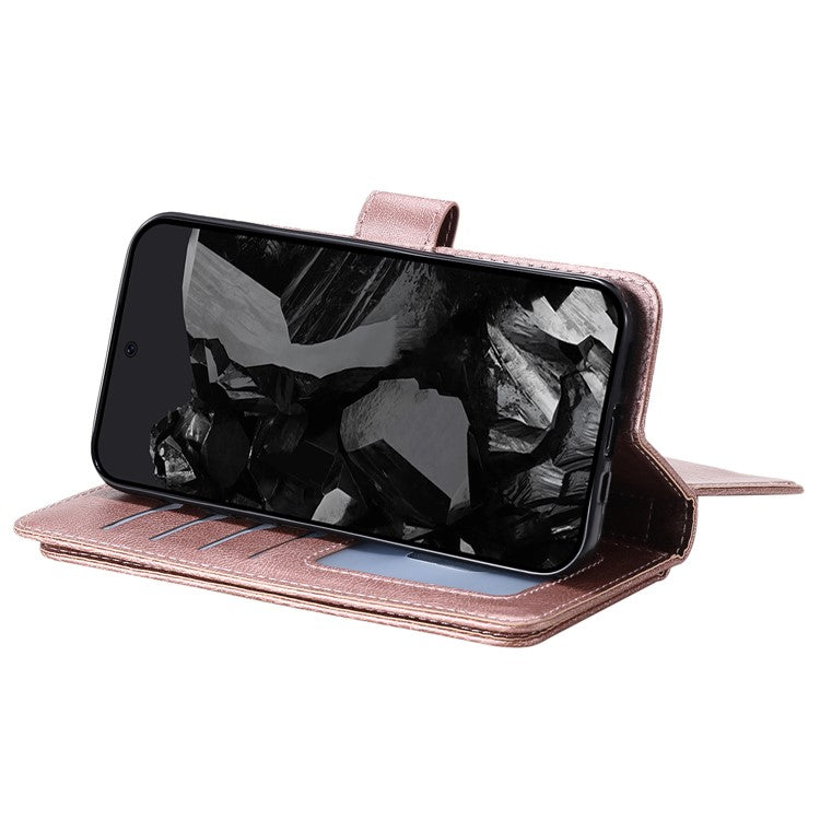 KT Multi-Functional Series-1 For Google Pixel 9 Pro XL Case 10 Card Holder Stand Folio PU Leather Phone Cover - Rose Gold