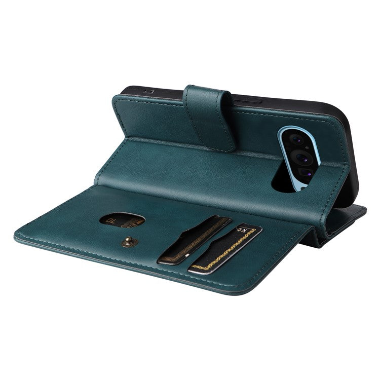 KT Multi-Functional Series-1 For Google Pixel 9 / Pixel 9 Pro Case 10 Card Holder Leather Phone Cover Stand Book Style - Green