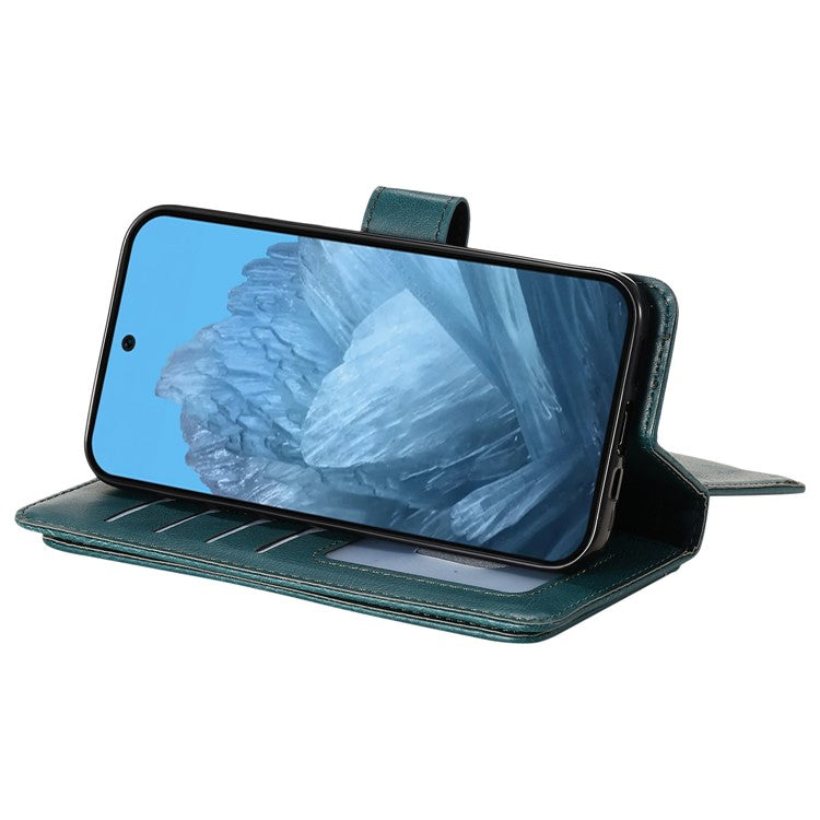 KT Multi-Functional Series-1 For Google Pixel 9 / Pixel 9 Pro Case 10 Card Holder Leather Phone Cover Stand Book Style - Green