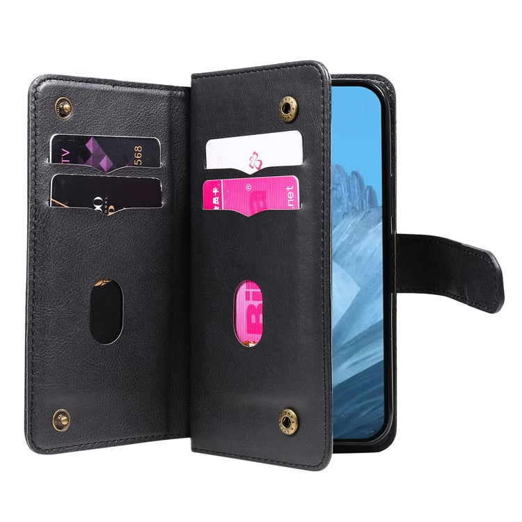 KT Multi-Functional Series-1 For Google Pixel 9 / Pixel 9 Pro Case 10 Card Holder Leather Phone Cover Stand Book Style - Black