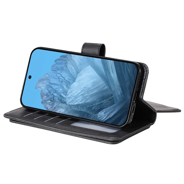KT Multi-Functional Series-1 For Google Pixel 9 / Pixel 9 Pro Case 10 Card Holder Leather Phone Cover Stand Book Style - Black