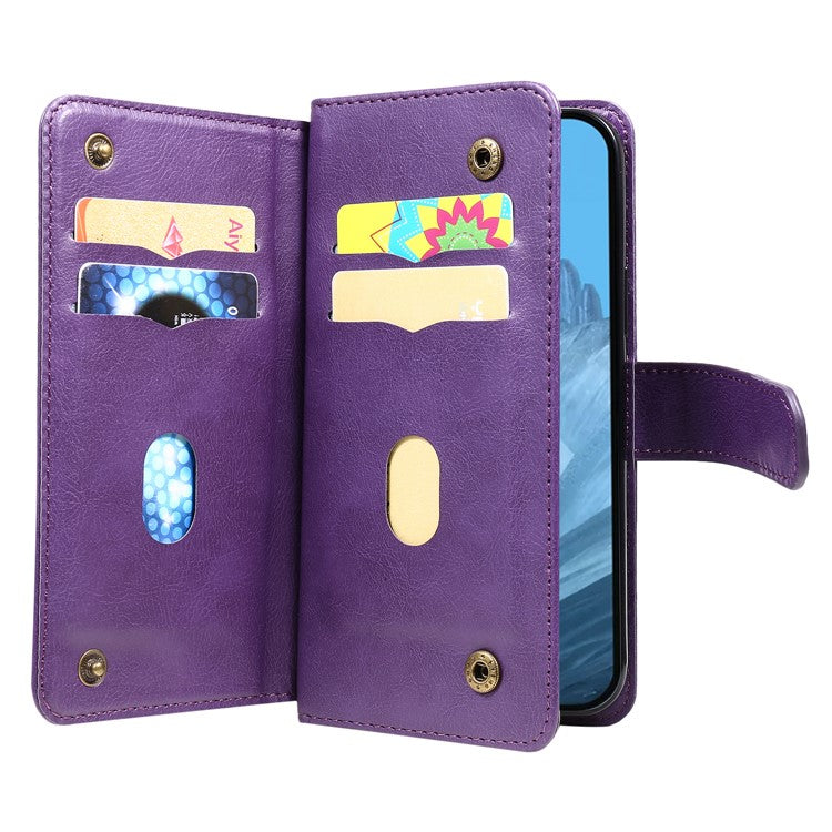 KT Multi-Functional Series-1 For Google Pixel 9 / Pixel 9 Pro Case 10 Card Holder Leather Phone Cover Stand Book Style - Purple