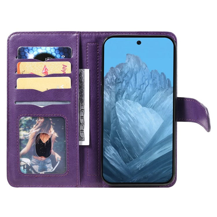 KT Multi-Functional Series-1 For Google Pixel 9 / Pixel 9 Pro Case 10 Card Holder Leather Phone Cover Stand Book Style - Purple