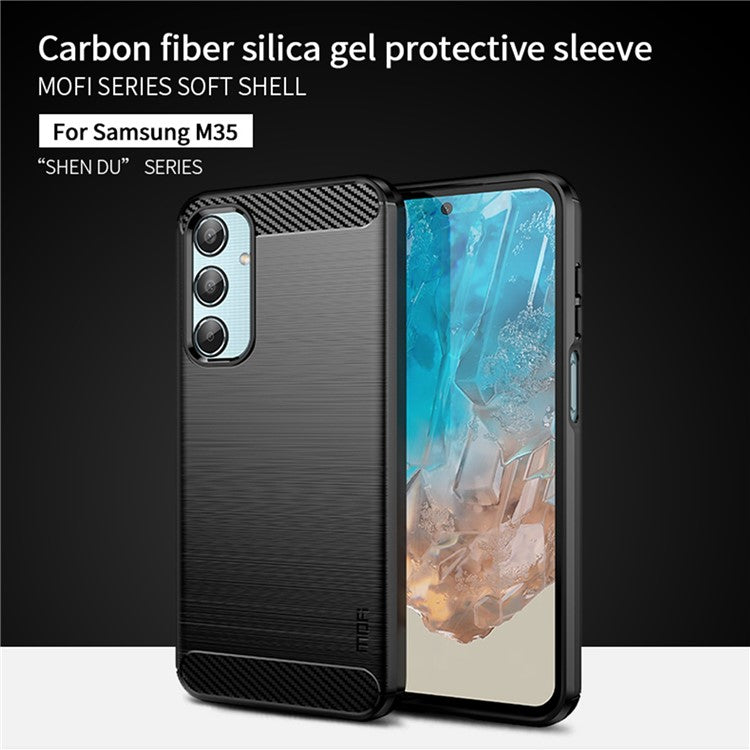 MOFI JK TPU Series-1 For Samsung Galaxy M35 5G TPU Phone Case Carbon Fiber Texture - Red