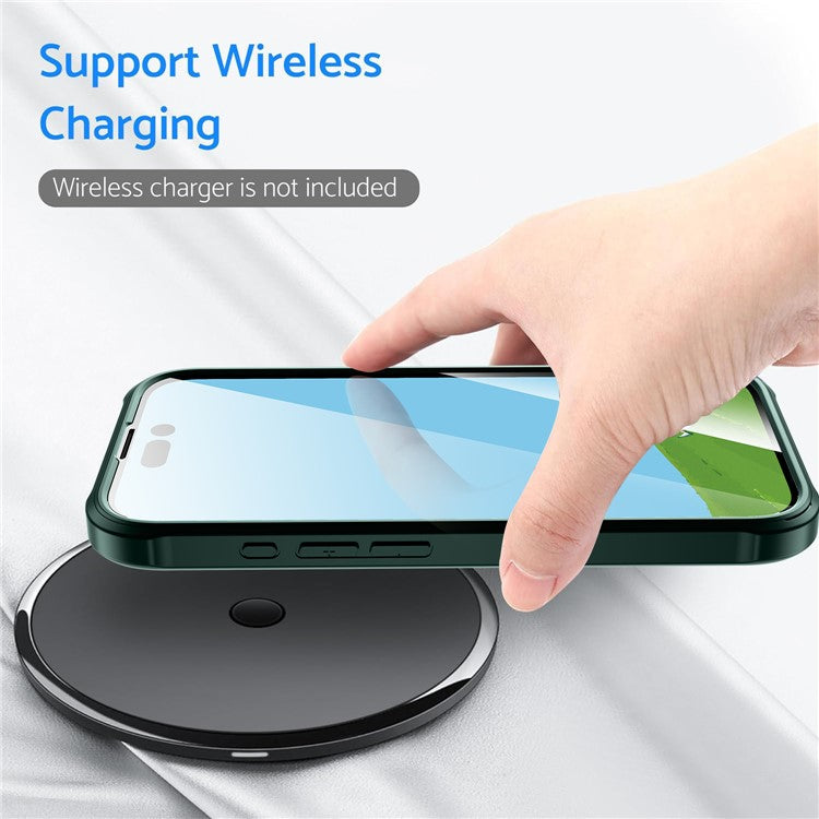 For iPhone 16 Plus Case Double-Sided Tempered Glass+Silicone+TPU Phone Cover - Black