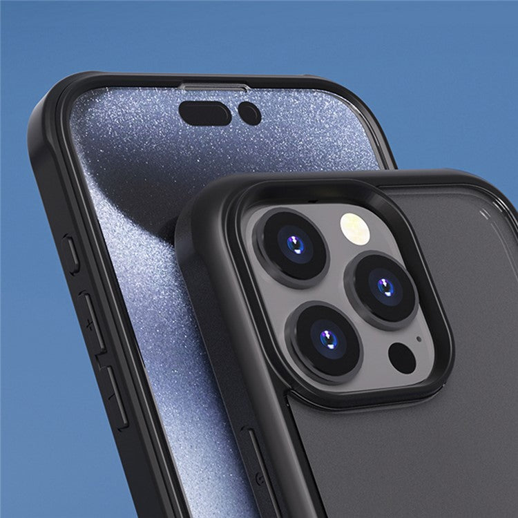 For iPhone 16 Pro Case Double-Sided Tempered Glass Silicone+TPU Frame Hybrid Phone Cover - Red