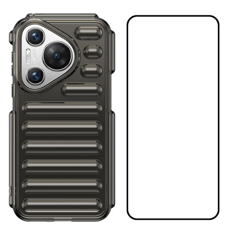 WANLONFENG LK Series for Huawei Pura 70 Case Capsule Anti-Drop TPU Phone Cover with Screen Film - Transparent Grey