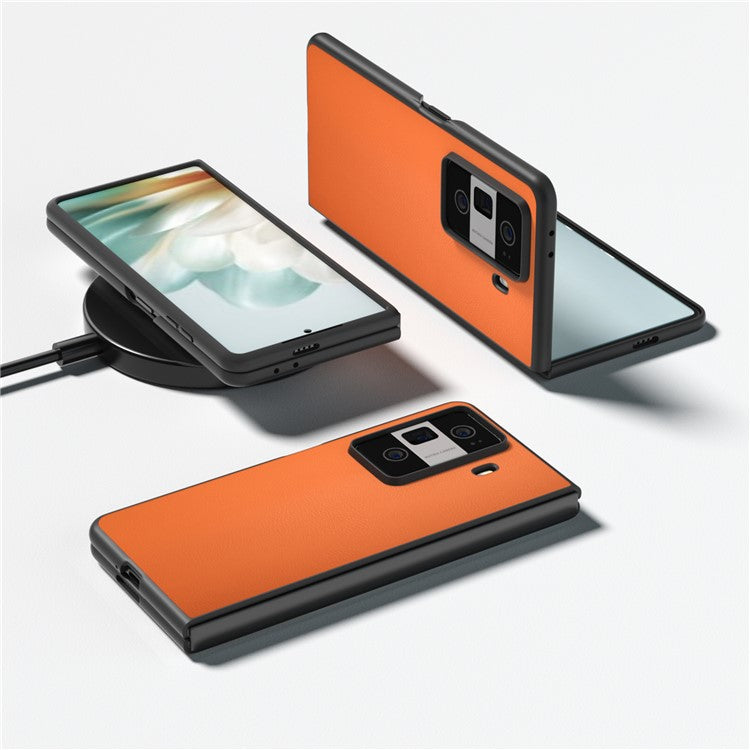 For Honor Magic Vs3 5G Case PU Leather Coated Hard PC Protective Phone Cover - Orange