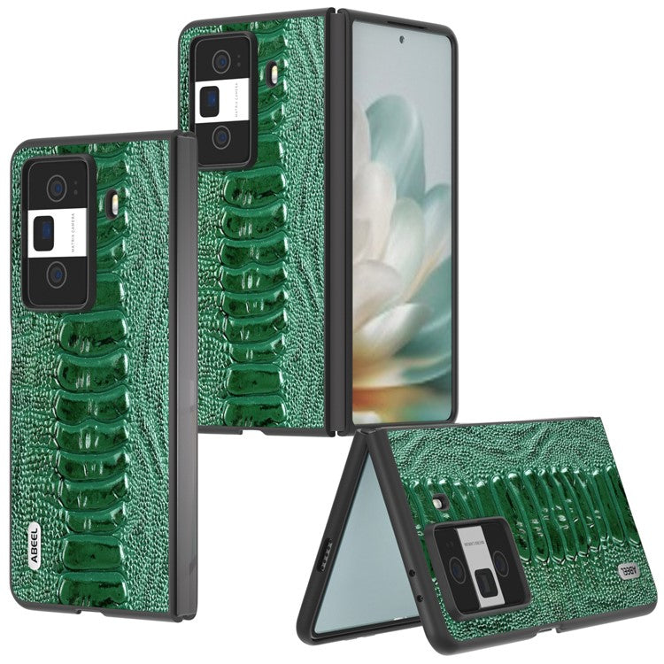 ABEEL For Honor Magic Vs3 5G Case Crocodile Texture Genuine Cow Leather Back Cover - Green
