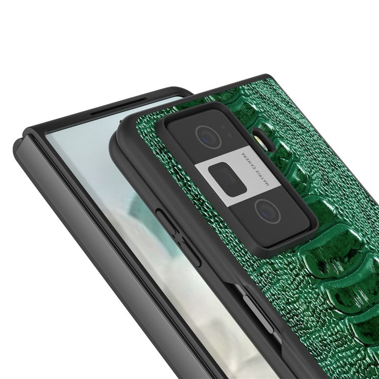 ABEEL For Honor Magic Vs3 5G Case Crocodile Texture Genuine Cow Leather Back Cover - Green