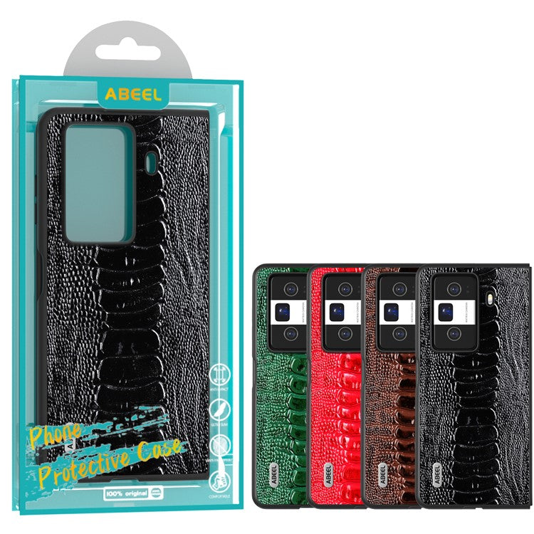 ABEEL For Honor Magic Vs3 5G Case Crocodile Texture Genuine Cow Leather Back Cover - Green