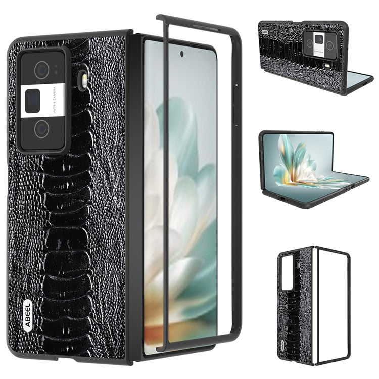 ABEEL For Honor Magic Vs3 5G Case Crocodile Texture Genuine Cow Leather Back Cover - Black