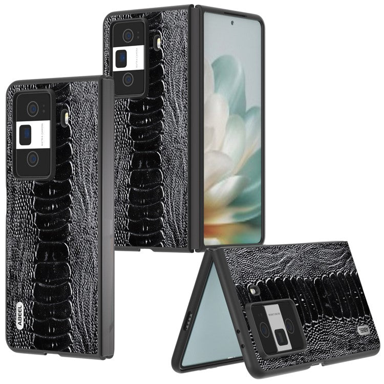 ABEEL For Honor Magic Vs3 5G Case Crocodile Texture Genuine Cow Leather Back Cover - Black