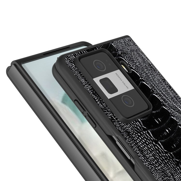 ABEEL For Honor Magic Vs3 5G Case Crocodile Texture Genuine Cow Leather Back Cover - Black