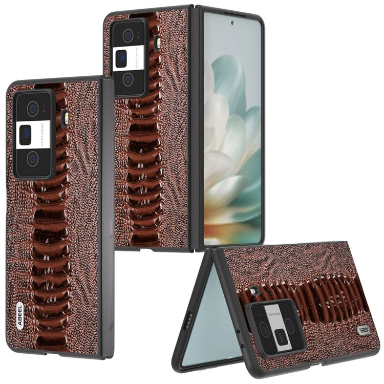 ABEEL For Honor Magic Vs3 5G Case Crocodile Texture Genuine Cow Leather Back Cover - Coffee