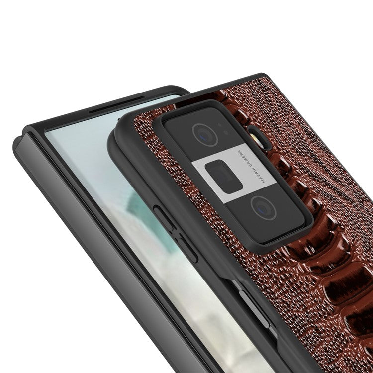 ABEEL For Honor Magic Vs3 5G Case Crocodile Texture Genuine Cow Leather Back Cover - Coffee