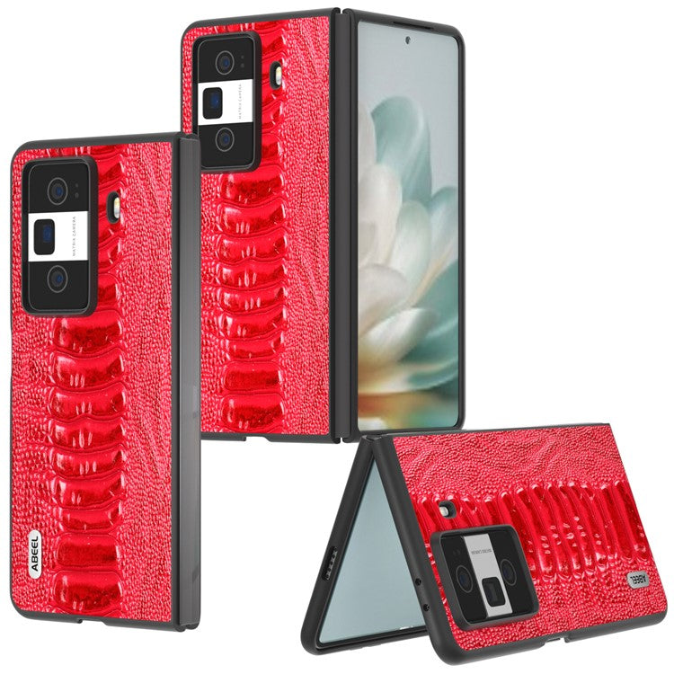 ABEEL For Honor Magic Vs3 5G Case Crocodile Texture Genuine Cow Leather Back Cover - Red