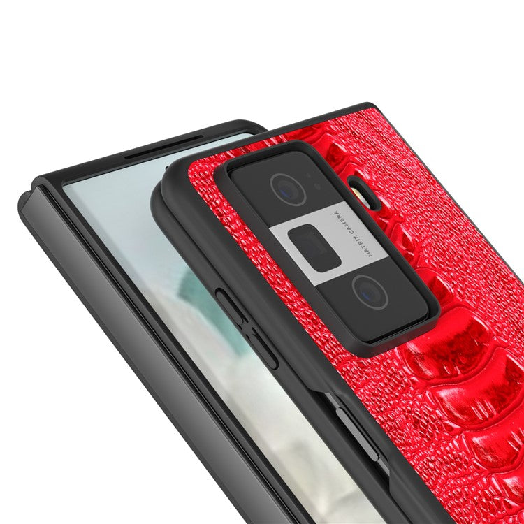 ABEEL For Honor Magic Vs3 5G Case Crocodile Texture Genuine Cow Leather Back Cover - Red