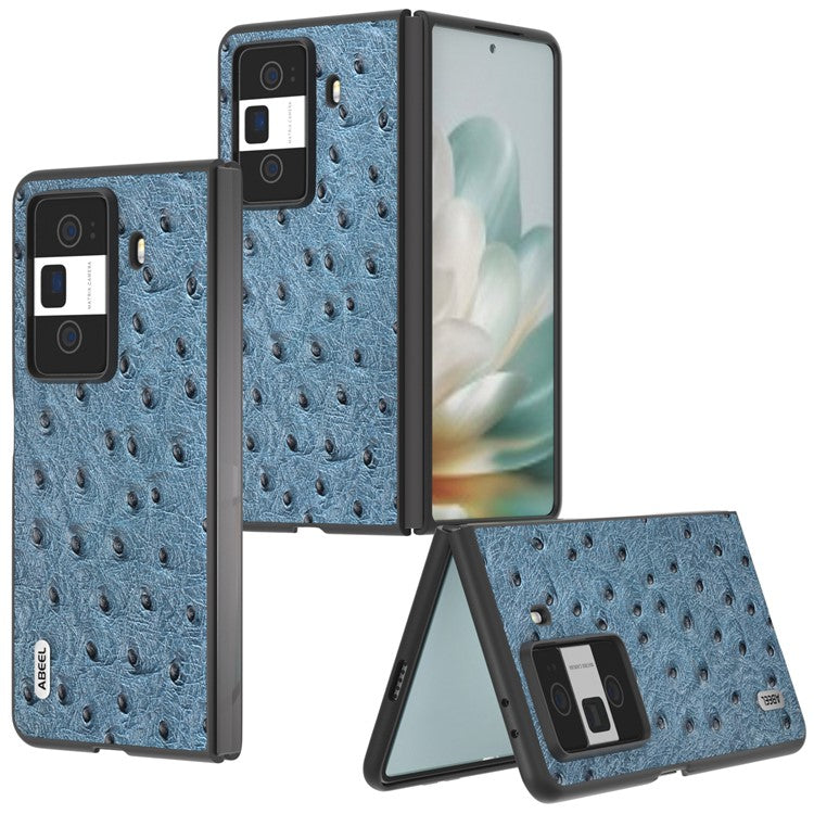ABEEL For Honor Magic Vs3 5G Case Ostrich Texture Genuine Cow Leather+PC Cover - Blue