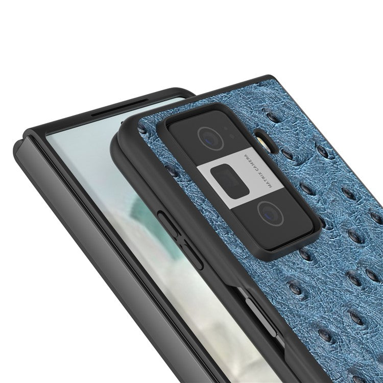 ABEEL For Honor Magic Vs3 5G Case Ostrich Texture Genuine Cow Leather+PC Cover - Blue