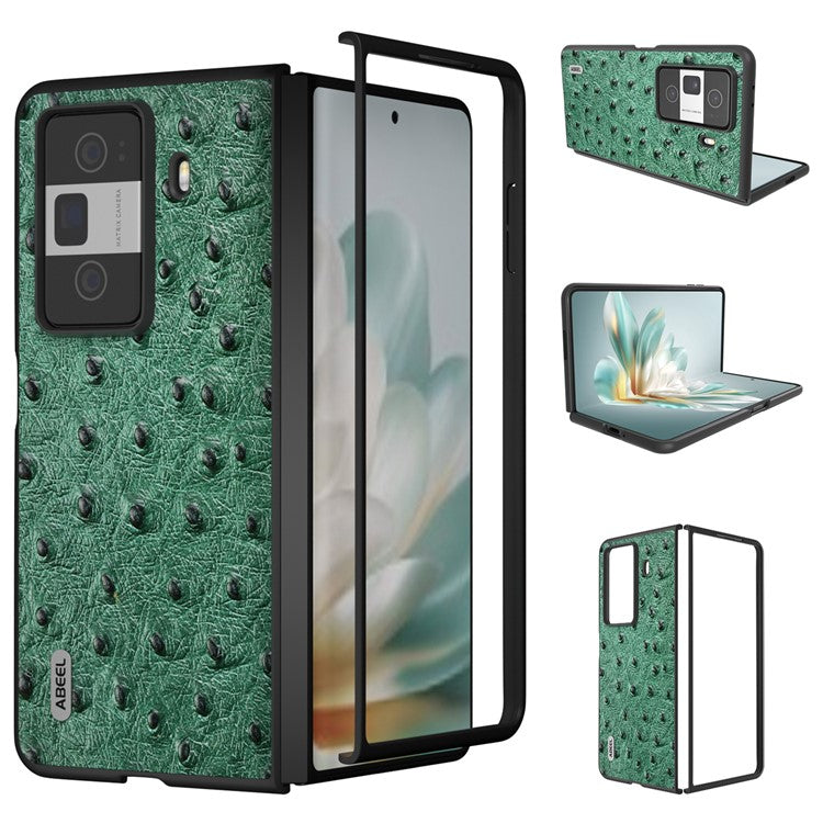 ABEEL For Honor Magic Vs3 5G Case Ostrich Texture Genuine Cow Leather+PC Cover - Green
