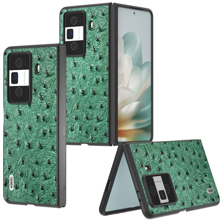 ABEEL For Honor Magic Vs3 5G Case Ostrich Texture Genuine Cow Leather+PC Cover - Green