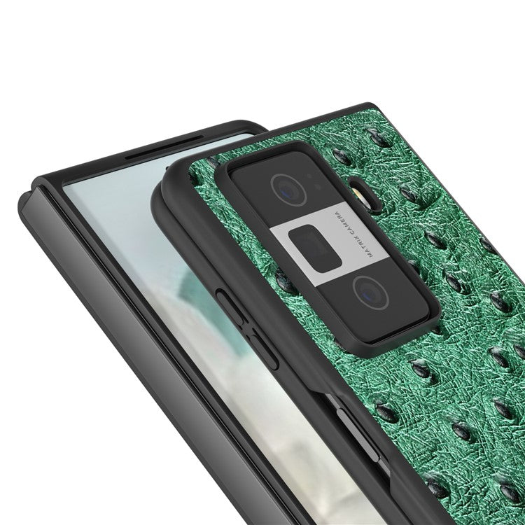 ABEEL For Honor Magic Vs3 5G Case Ostrich Texture Genuine Cow Leather+PC Cover - Green