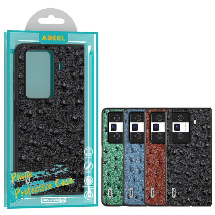 ABEEL For Honor Magic Vs3 5G Case Ostrich Texture Genuine Cow Leather+PC Cover - Green