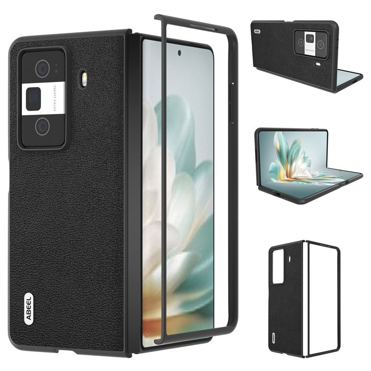 ABEEL For Honor Magic Vs3 5G Case Genuine Cow Leather Hard PC Phone Back Cover - Black