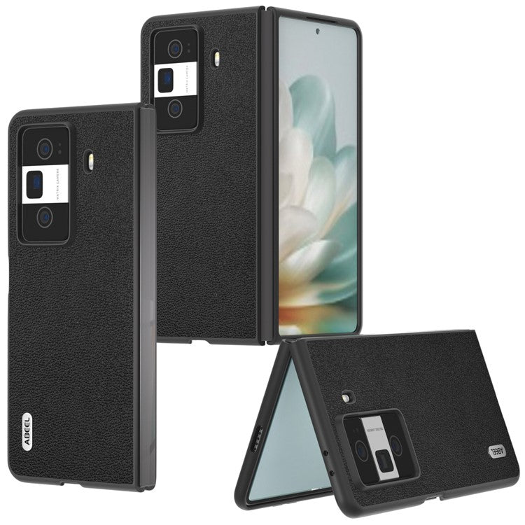 ABEEL For Honor Magic Vs3 5G Case Genuine Cow Leather Hard PC Phone Back Cover - Black