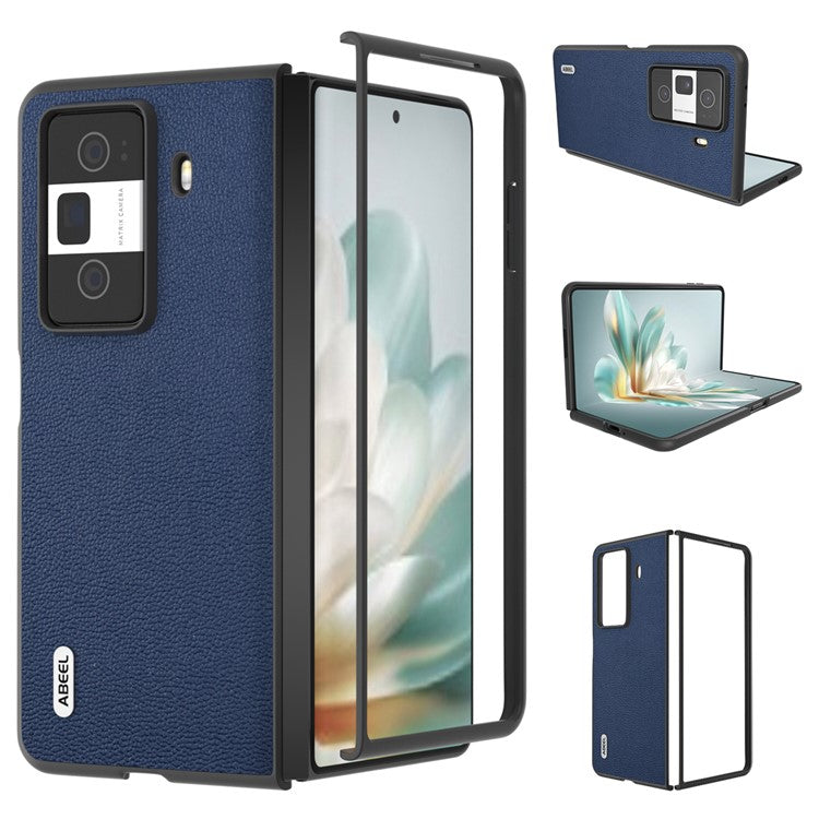 ABEEL For Honor Magic Vs3 5G Case Genuine Cow Leather Hard PC Phone Back Cover - Blue