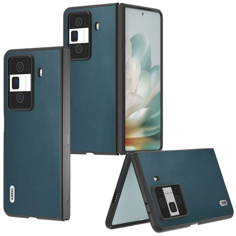 ABEEL For Honor Magic Vs3 5G Case Genuine Cow Leather Coated Hard PC Phone Cover - Green